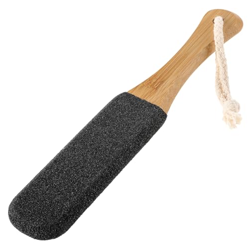 Mabor Brosse à pieds avec manche en bois pour enlever les callosités - Pour talons fissurés, peaux mortes et peaux dures (noir)