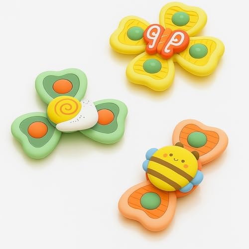 Image of Toy Imagine Insect-Themed Suction Spinner Toys for Babies & Toddlers - Fidget Toys for Kids 0 to 5 Years - Travel-Friendly Baby Toys (Insect-Themed-1)