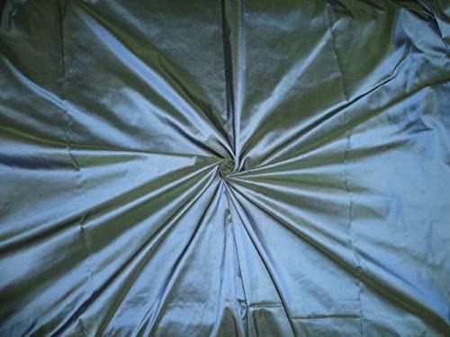 Tissu taffetas 100 % pure soie irisé bleu vert, l'étoffe des contes de fées