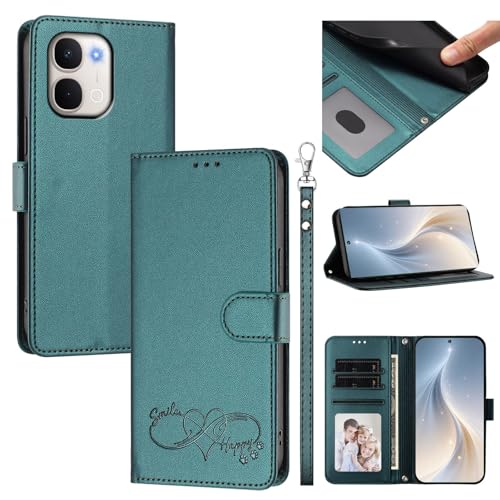 �X�}�z�P�[�X �Ή��@�� for Vivo Y500i / Y31D / Y500S / iQOO Z11x / Y51 Pro / T5X �X�}�z�P�[�X�y�J�[�h�E�������[�X���b�g�t�� �E�H���b�g�f�U�C�� �t���b�v�X�^���h �����h�~�@�\�zGreen
