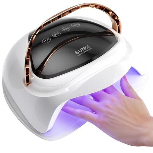 Lámpara LED UV para uñas, secador de uñas de 248 W para esmalte de uñas de gel, 4 temporizadores y pantalla LCD, secado rápido con sensor automático, color blanco