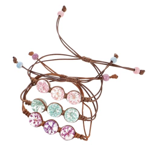 BESPORTBLE 3 Piezas Pulsera De Flores Secas Seco Cuarzo Floral Para Largo Pulsera De Cuentas De Flores Brazalete Collar De Cerezo Cristal