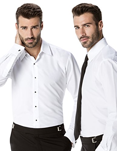Luxe Microfiber® Men’s Fitted Dress Shirt, Tuxedo Shirt Black #TOP4