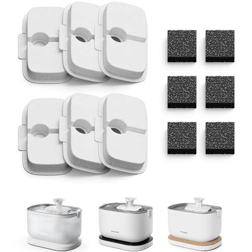 PETLIBRO 6 Packs Replacement Filters for Dockstream Cat Water Fountain PLWF105/PLWF115/PLWF005, 3 Months Set of Replacement Filters for Ultra Quiet Pet Water Fountain