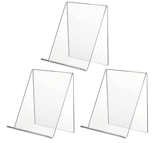 3 Stück Transparentes Acryl-Buchst Änder Klares Buch Display Stand Staffelei Tablet Halter Desktop Dekorative Aufbewahrung Sregal für Notebooks Bilder Alben Kunstwerke