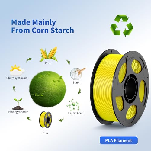 Image of ANYCUBIC PLA 3D Printer Filament, 3D Printing PLA Filament 1.75mm Dimensional Accuracy + /- 0.02mm, 1KG Reusable Spool (2.2 lbs), Yellow