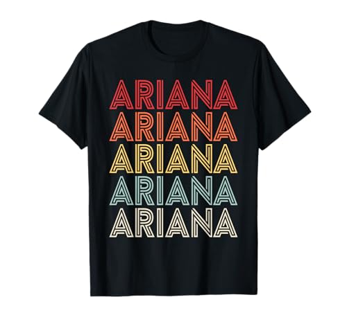 Ariana First Name Design Women's Ariana Retro Modern Black Short Sleeve Crew Neck T-Shirt