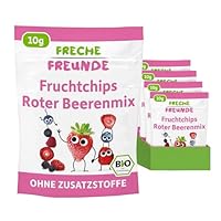 FRECHE FREUNDE Bio Fruchtchips Beerenmix, gefriergetrocknete Obst Chips, natürliche Trockenfrüchte in Scheiben ohne Zuckerzusatz, vegan, laktosefrei, glutenfrei, 12er Pack (12 x 10g)