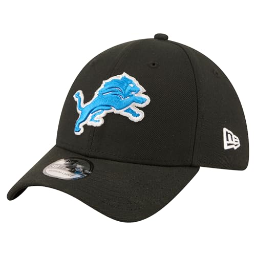 New Era Mens Black Detroit Lions Core Team 39THIRTY Flex Hat