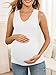 FMEYOA Maternity Shirt Summer Slim Fitting V Neck Sleeveless Tank Tops Pregnancy Clothes White S