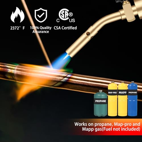 Dominox Propane Torch Head, Manual Start Solid Brass Brazing Torch Fuel By Map Map Pro Propane Cga600 Cylinder thumb #1