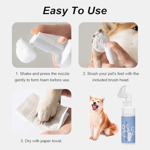 Pfotenreiniger für Hunde Katzen,150ml Pfotenschaum Reinigt,Hundepfoten Reiniger,Haustier Fußreinigungsschaum Shampoo,für Füße Reinigung,Pfotenreinigung Hundepflege Zubehör