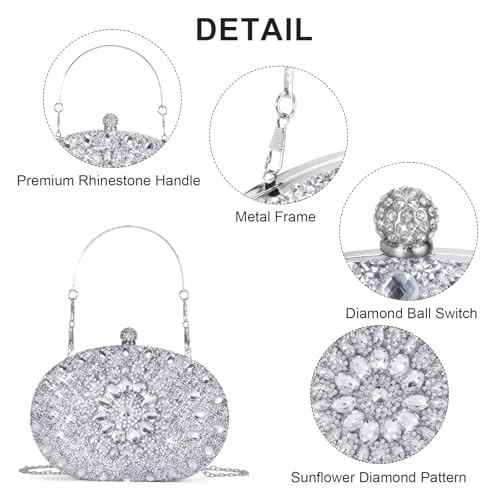 Image of RNIEGA Rhinestone Clutch Purses for Women Evening Wedding Formal Party Purses Crystal Diamond Glitter Sparkly Handbag