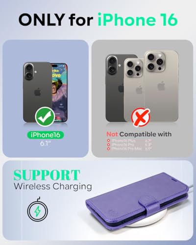OCASE for iPhone 16 Case, PU Leather Wallet, Magnetic Flip Folio Cover with RFID Blocking, Card Holders, Shockproof TPU - Image 2