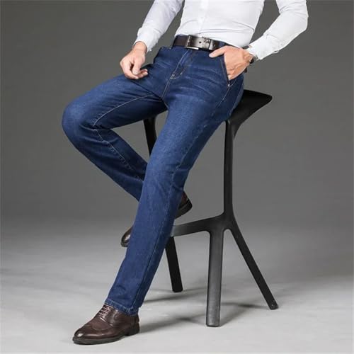 Men's Plus Size Spring Autumn Elastic Business Casual Jeans Classic Straight Denim Trousers4