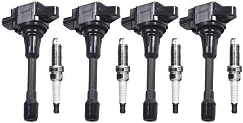 ENA Set of 4 Iridium Spark Plug and 4 Ignition Coil Pack Compatible with Nissan 2007 2008 2009 2010 2011 2012 2013 2014 2015 2016 2017 2018 2019 Altima Rogue Sentra 2.5L 2.0L 1.6L 1.8L