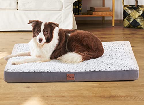 IVVIQQ Orthopädisches Hundebett für große Hunde, Eierkisten-Schaumstoff mit abnehmbarem, waschbarem, wasserdichtem Bezug für kleine, mittelgroße Hunde Cover