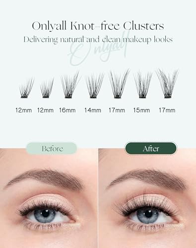 Onlyall Cat Eye Lashes Cluster Natural Individual False Eyelashes Clusters Wispy Lash Extension Fluffy DIY 3D Long Eyelash 98 Pcs (12-17MM Pre-styled-Cateye-7Pair) N01 - Image 4