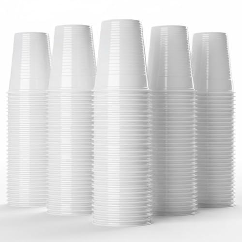 100 Pack White Plastic Reusable Drink Cups 100 Pcs Lightweight Durable And Easy To Carry Ideal For Office Home Parties Picnics Great For Water Juice Soda Cocktails Cold Beverages Quick Cleanup