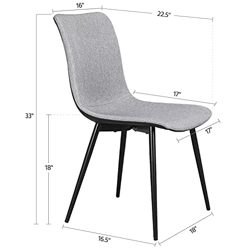 Yaheetech Dining Chairs Kitchen Chair Mid Century Modern Living Room Chairs Upholstered Side Chairs With Metal Legs Gray, Set Of 4Pcs #TOP30