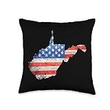 State of West Virginia Souvenirs by WV Patriotic State of West Virginia USA Flag for Men Women Kids Throw Pillow, 16x16, Multicolor