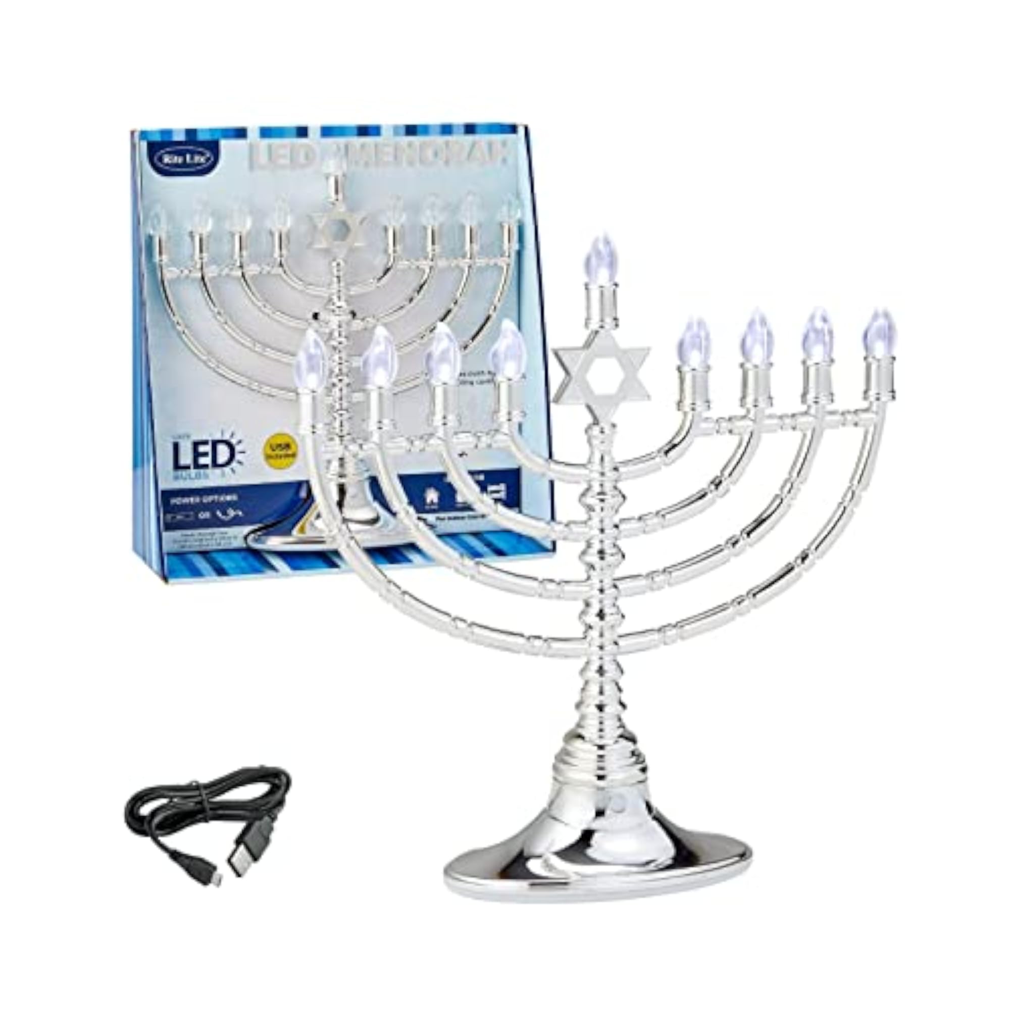 Silvertone Low Voltage LED Menorah, Elegant Design