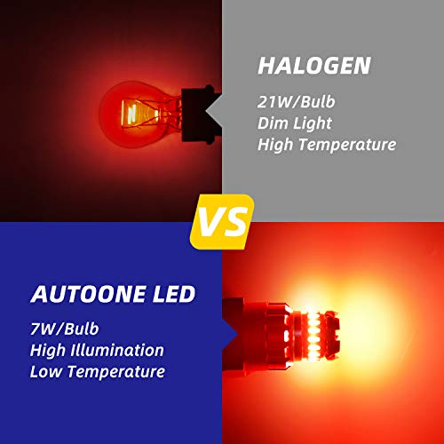 AUTOONE 3157 LED Bulbs Red LED Brake Tail Lights 3056 3156 3156A 3057 4057 4157 Light Bulbs - Thumbnail 3