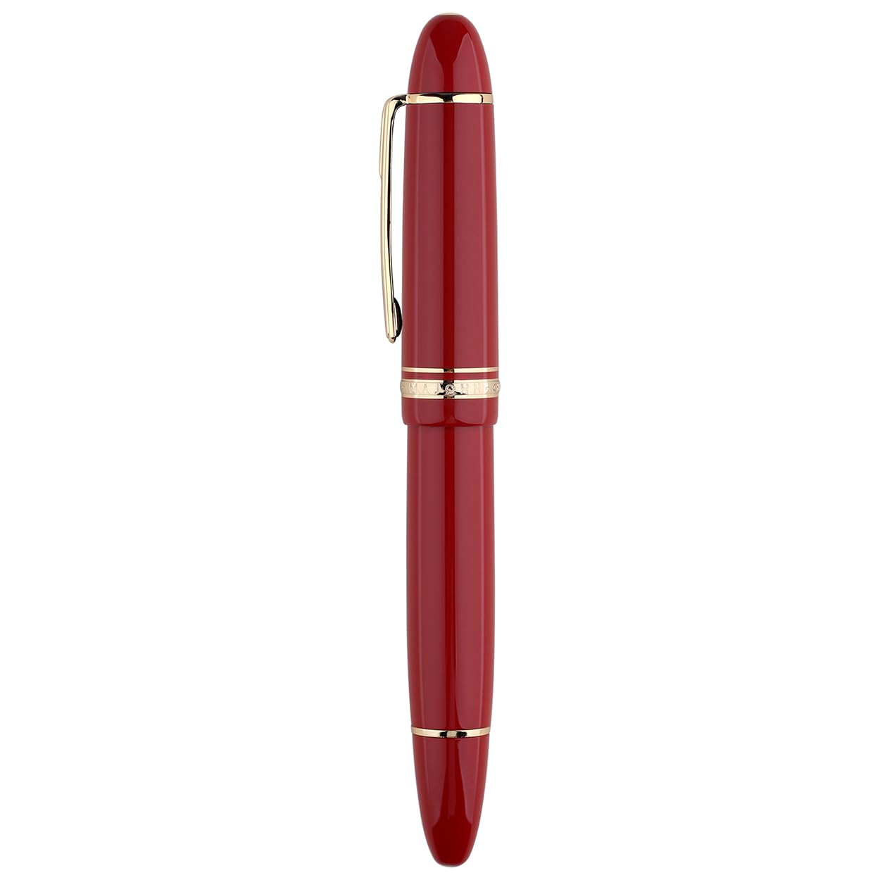 erofa Majohn P141 Piston NO.8 Fountain Pen, Red Resin with Ink Window, Gift Pen with Box, Gold Finish - Image 2