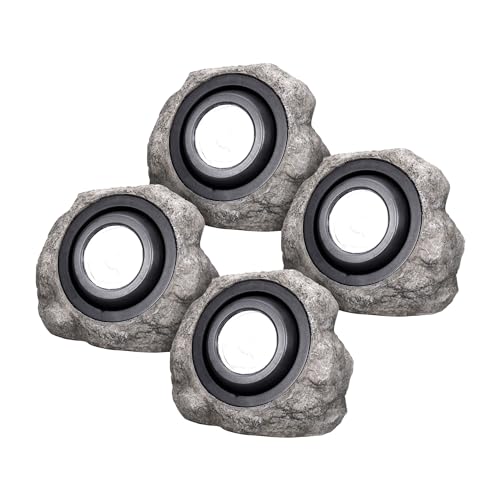 Koda 4-Pack Solar LED Rock Spotlights, Adjustable and Weather-Resistant, Dual Color Temperature, Natural Blend with Outdoor Landscape, Safety Night Lighting