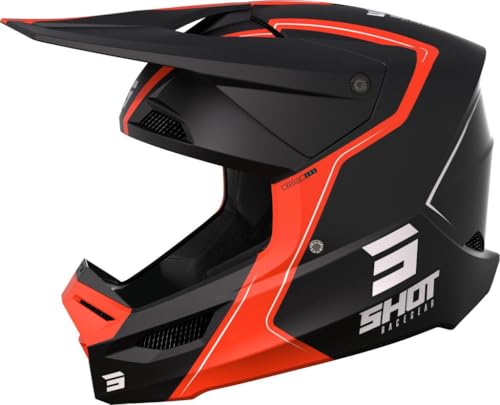 SHOT RACE GEAR Casque Motocross Furious Reflex Orange Glossy – Casque Moto Tout-Terrain Homologué ECE 22.06 – Ultra Léger 1300 g – Ventilation...