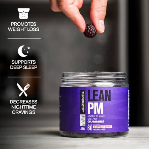 Jacked Factory Lean PM Weight Loss Gummies - Night Time Fat Burner & Appetite Suppressant Sleep Supplement with Melatonin & Ashwagandha - 60 Metabolism Gummies, Midnight Berry - Image 3