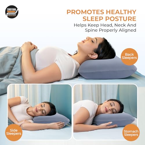 Image of CareFoam Cooling Memory Foam Pillow - Feels Cool on Touch | Nylon Spandex Cold Fabric Cover | Orthopedic Cervical Neck Pain Relief Pillow for Back, Side & Stomach Sleepers