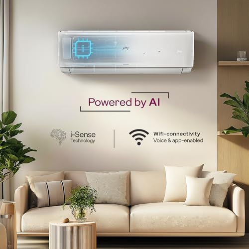 Image of Godrej 1.5 Ton 3 Star, Wi-Fi, 5 Year Comprehensive Warranty, 5-In-1 Convertible Cooling Inverter Split AC (Copper, Model, Heavy Duty Cooling at 52 C, AC 1.5T EI 18A3T PYA IVBL IOT, White)