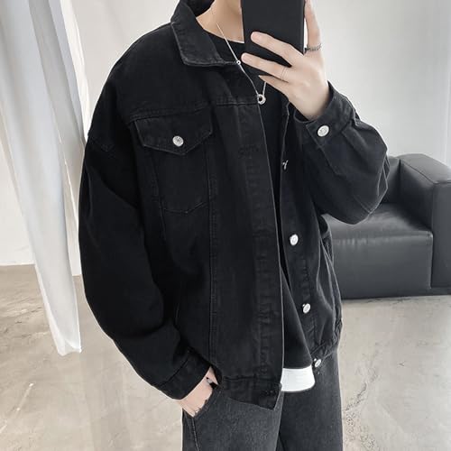 Men's Casual Washed Denim Jacket Vintage Button Down Long Sleeve Jean Coats Loose Fit Distressed Trucker Jacket3