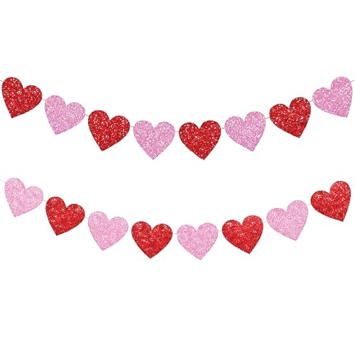 HaHaHa! ハート ガーランド グリッター レッド ピンク 結婚式 婚約祝い 披露宴 受付装飾 プロポーズ 母の日 ブライダルシャワー ウェディング バレンタイン 記念日 パーティーデコレーション (ハート)（Amazon）