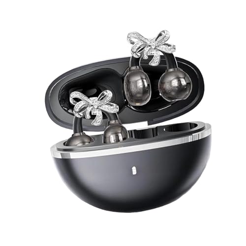BaotyJie Fones de ouvido abertos com clipe, leves, com brinco de laço removível para mulheres, para corrida, ciclismo, presente, Preto