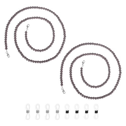 Chaîne de lunettes en perles de verre rouge vif MECCANIXITY pour femme en lot de 2