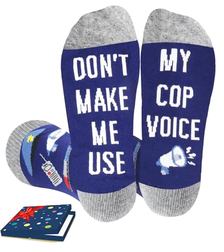 AURIXTAL Police Gifts for Men, Cop Socks, Police Academy Graduation Retirement Gifts