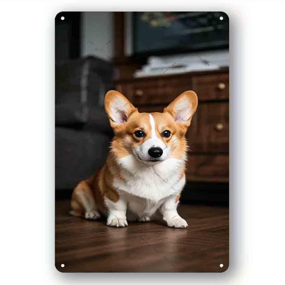 peiyeety Metal Tin Signs Vintage FunnyAnimal Corgi Hanging Retro Sign Kitchen Wall Poster Cafe Bar Pub Man Cave Art Novelty Plaque 8x12 Inch