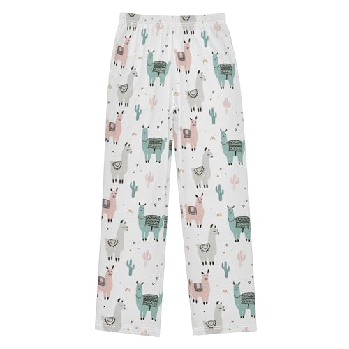 ZZXXB Alpaca Cactus Boys Long Pants Soft Trousers Elastic Waist Kids Lounge Bottoms with Pockets S-XL