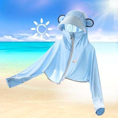 Summer Sun Pr𝗼tection Jacket for Girls Boys 𝗦unscreen Hoodie Toddler Outwear Lightweight Breathable Coat2