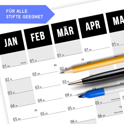 heaven+paper® Wandkalender 2026 | Jahresplaner 2026 A1 | Jahreskalender 26 aus FSC zertifiziertem Naturpapier | 12 Monate mit Feiertagen | Calendar made in Germany | XXL Wandkalender | Wandplaner