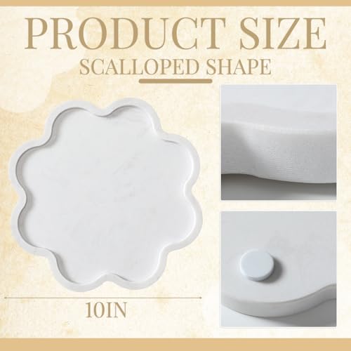 Bandeja de mármol blanca con borde decorativo scalloped 28.5x28.5x5.5 cm miniatura 2
