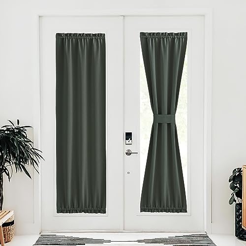 NICETOWN Dark Mallard Blackout Window Door Curtain Back Panels for Privacy