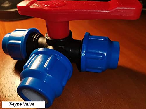 Válvula de tres vías de plástico azul de 40mm para tuberías de PE 6