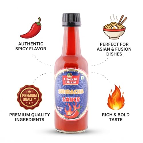 Image of Chokhi Dhani Original Sriracha Hot Chilli Dip 240g | Spicy Red Chilli Garlic Condiment | Perfect for Noodles, Momos, Wings & Burgers | Ready-to-Use Asian Hot Spread | No Artificial Colours