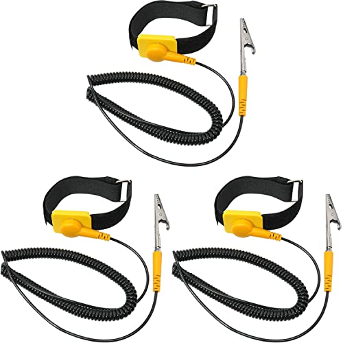 Image of MEETOOT 3Pcs Anti Static Wrist Strap, Strap Anti Shock Wristband Bracelet with Grounding Wire Alligator Clip Extendable Long Cord 1.8m