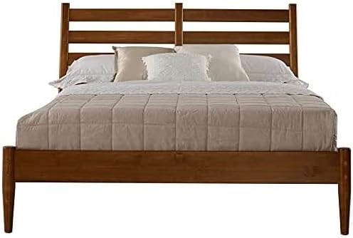 Camaflexi Mid-Century Slat Bed/Solid Wood/King Size/Castanho Finish