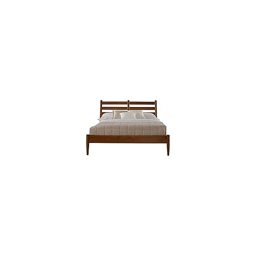 Camaflexi Mid-Century Slat Bed/Solid Wood/King Size/Castanho Finish
