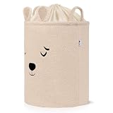 SIPO Organizer Do Przechowywania Zabawek XL Pojemny Kosz na Zabawki Motyw Zwierzęcy Beżowy Miś Dla Dzieci Do Pokoju Dziecięcego Premium Boucle Pluszowy Zamykany Ściągaczem 43L